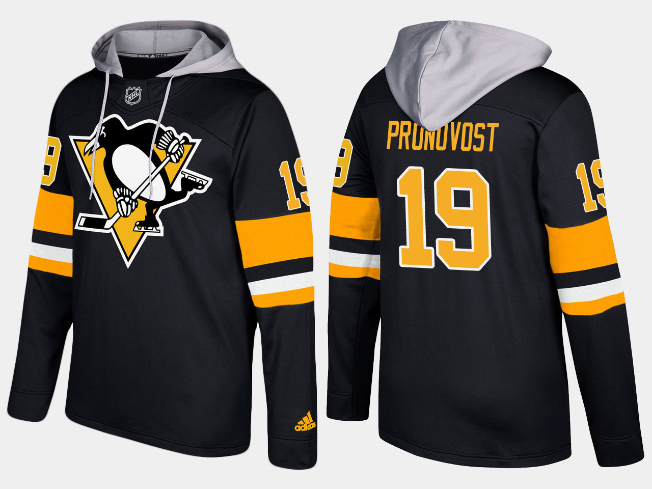 Men NHL Pittsburgh penguins retired #19 jean pronovost black hoodie->pittsburgh penguins->NHL Jersey